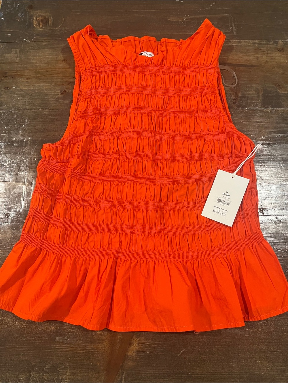 Smocked Ruffle Tank Camisole in Bright Orange